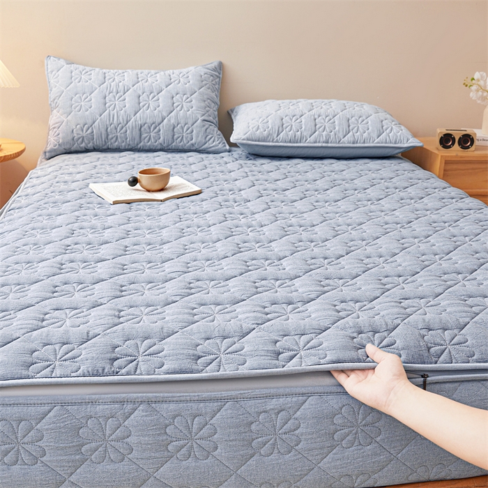 91家纺网 家纺一手货源 找家纺 （总）糯米猪家纺 2025新款全棉纯棉色织水洗棉六面全包床笠