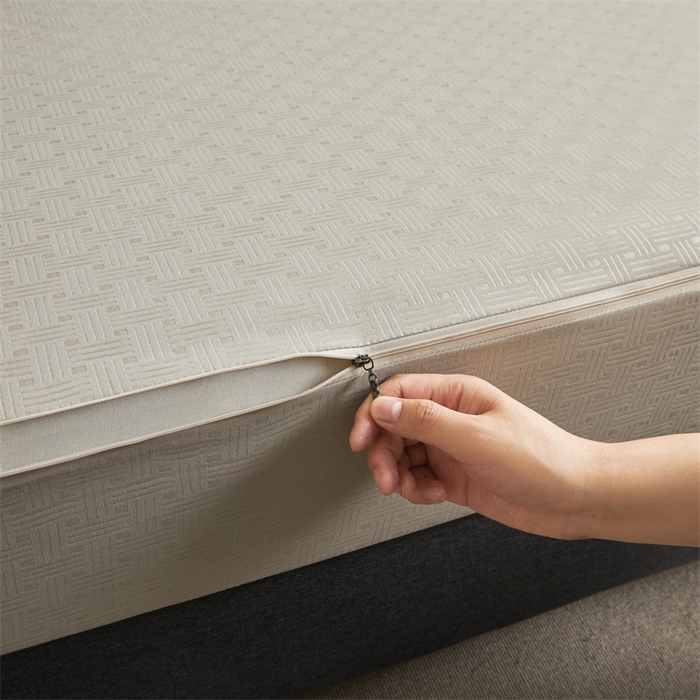 91家纺网 家纺一手货源 找家纺 糯米猪家纺 2025春夏新款亲肤棉六面全包防水压花床笠单件单床笠 浅卡其