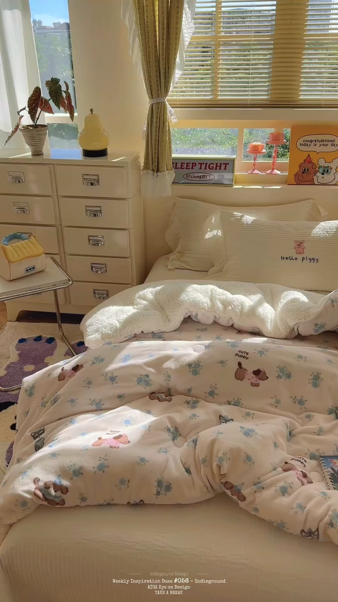 91家纺网 家纺一手货源 找家纺 寐居家纺 2025新款牛奶绒+羊羔绒被子被芯 花田小狗