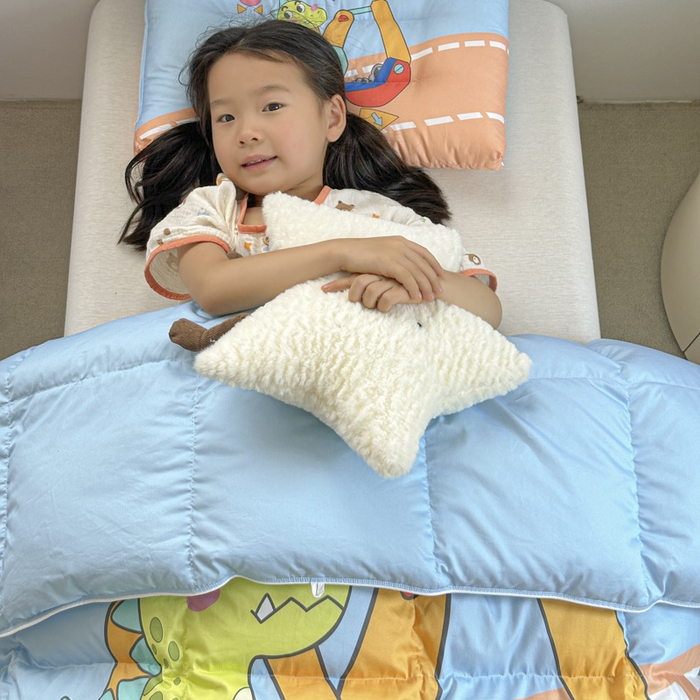 91家纺网 家纺一手货源 找家纺 暖羽屋羽绒馆 2025新款95绒子鸭绒被 羽绒被芯儿童学生羽绒被婴幼儿园冬被子 恐龙挖掘机