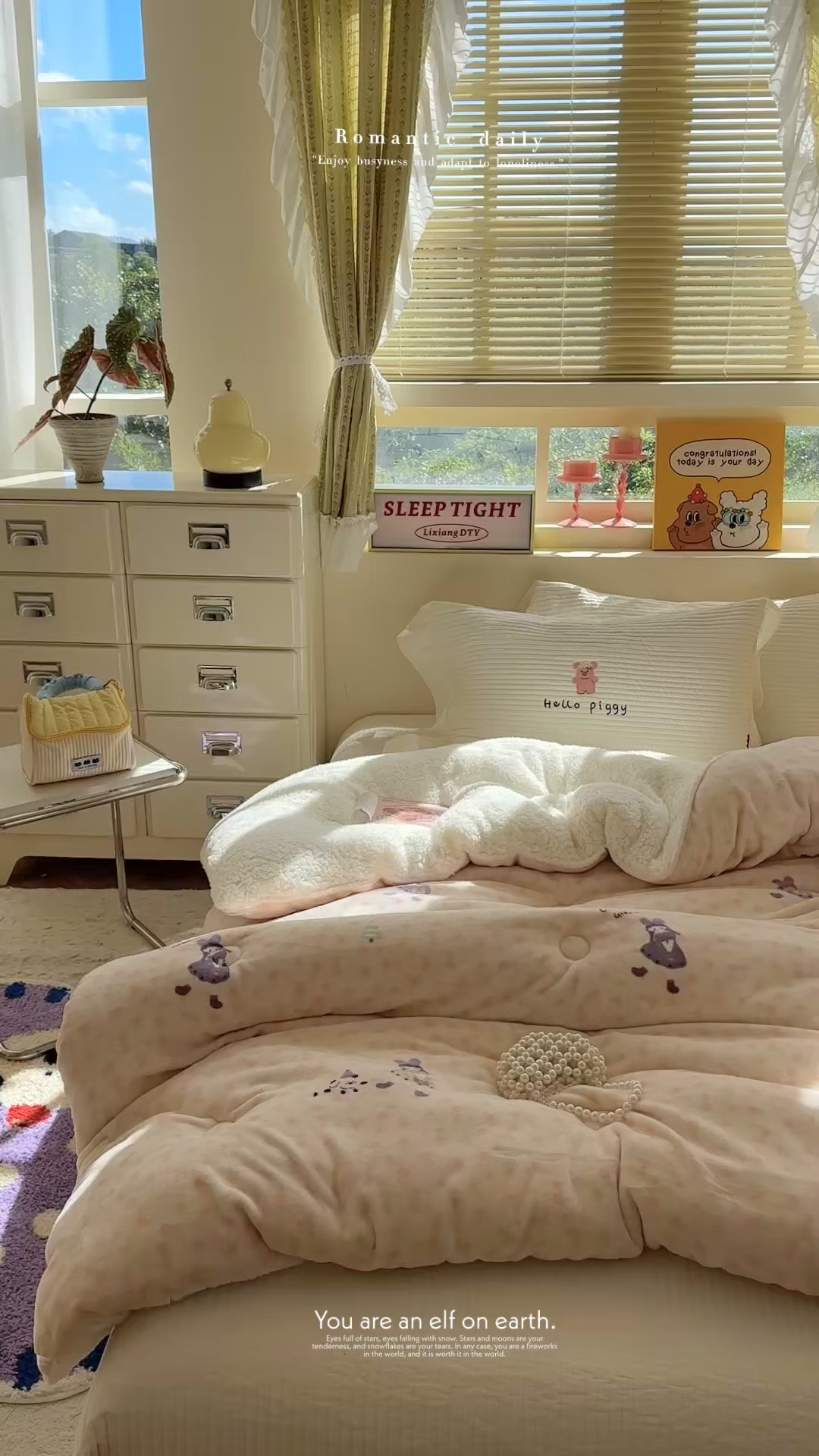 91家纺网 家纺一手货源 找家纺 寐居家纺 2025新款牛奶绒+羊羔绒被子被芯 春日女孩