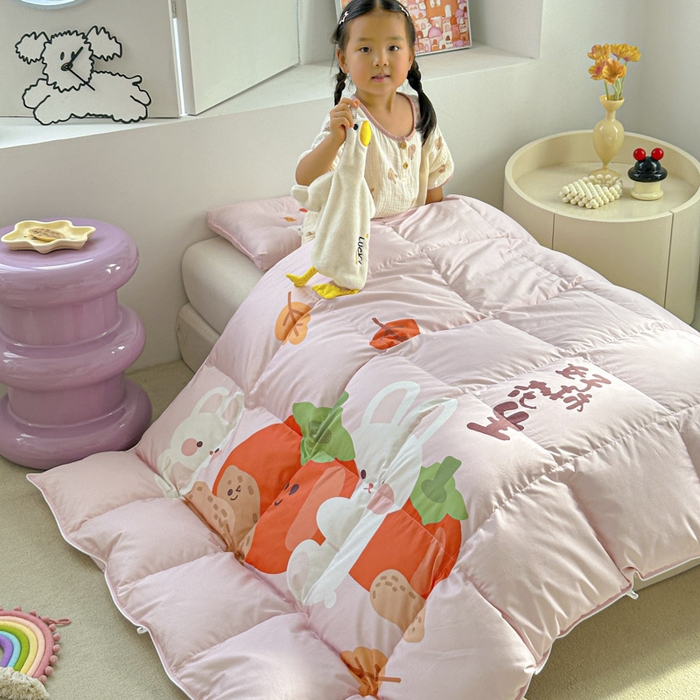 91家纺网 家纺一手货源 找家纺 暖羽屋羽绒馆 2025新款95绒子鸭绒被 羽绒被芯儿童学生羽绒被婴幼儿园冬被子 好事发生