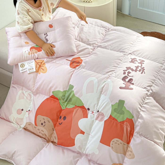 91家纺网 家纺一手货源 找家纺 暖羽屋羽绒馆 2025新款95绒子鸭绒被 羽绒被芯儿童学生羽绒被婴幼儿园冬被子 好事发生