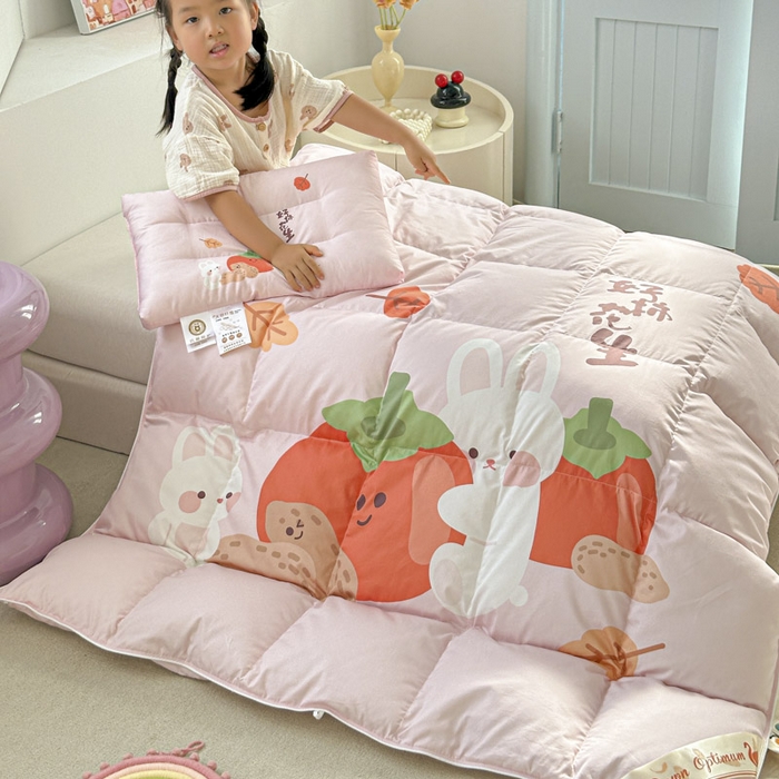 91家纺网 家纺一手货源 找家纺 暖羽屋羽绒馆 2025新款95绒子鸭绒被 羽绒被芯儿童学生羽绒被婴幼儿园冬被子 好事发生