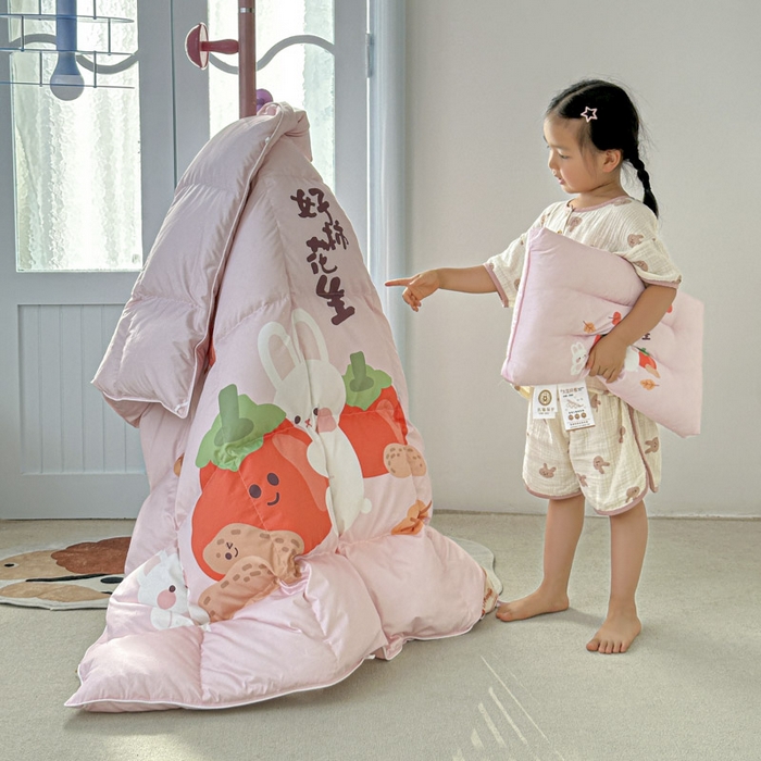 91家纺网 家纺一手货源 找家纺 暖羽屋羽绒馆 2025新款95绒子鸭绒被 羽绒被芯儿童学生羽绒被婴幼儿园冬被子 好事发生