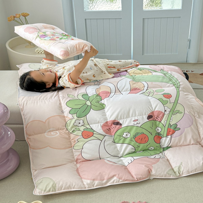 91家纺网 家纺一手货源 找家纺 暖羽屋羽绒馆 2025新款95绒子鸭绒被 羽绒被芯儿童学生羽绒被婴幼儿园冬被子 花和伞