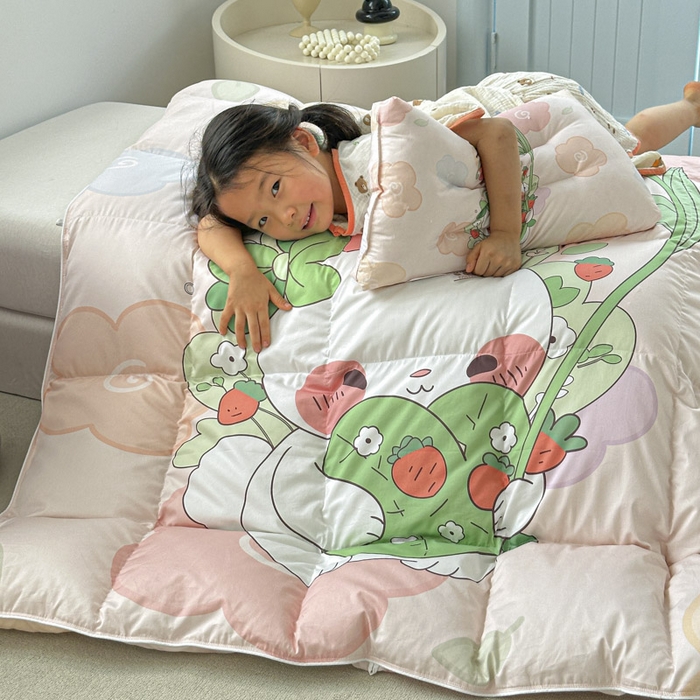 91家纺网 家纺一手货源 找家纺 暖羽屋羽绒馆 2025新款95绒子鸭绒被 羽绒被芯儿童学生羽绒被婴幼儿园冬被子 花和伞