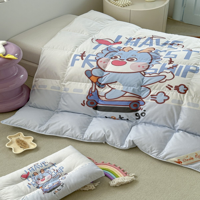 91家纺网 家纺一手货源 找家纺 暖羽屋羽绒馆 2025新款95绒子鸭绒被 羽绒被芯儿童学生羽绒被婴幼儿园冬被子 滑板恐龙