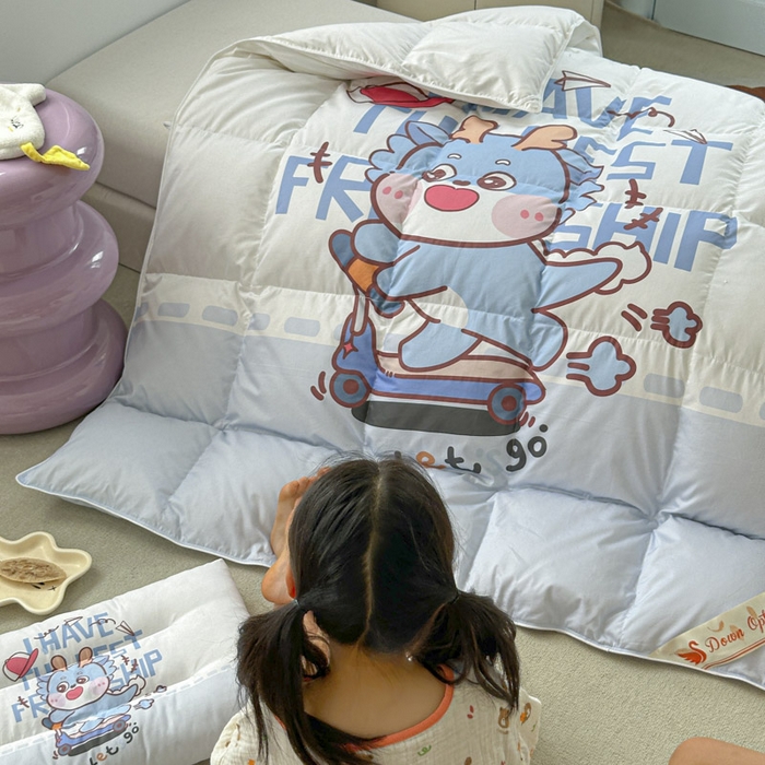 91家纺网 家纺一手货源 找家纺 暖羽屋羽绒馆 2025新款95绒子鸭绒被 羽绒被芯儿童学生羽绒被婴幼儿园冬被子 滑板恐龙