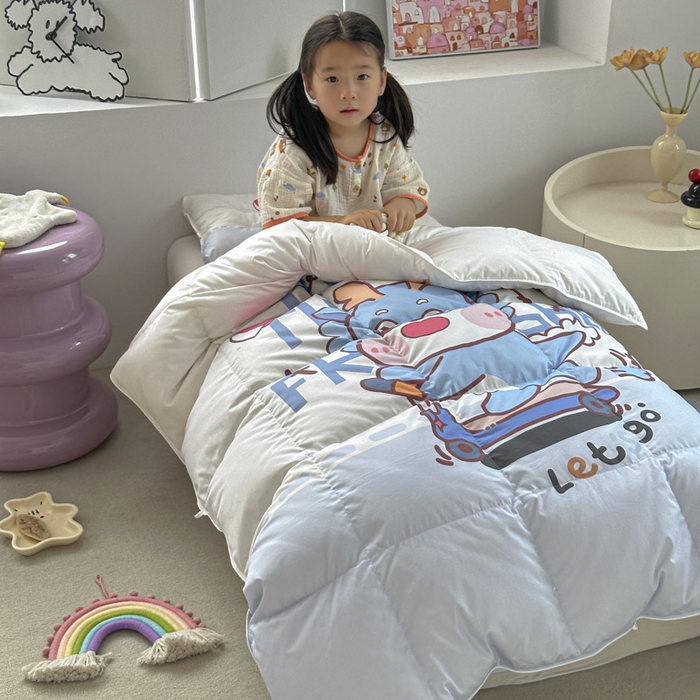 91家纺网 家纺一手货源 找家纺 暖羽屋羽绒馆 2025新款95绒子鸭绒被 羽绒被芯儿童学生羽绒被婴幼儿园冬被子 滑板恐龙