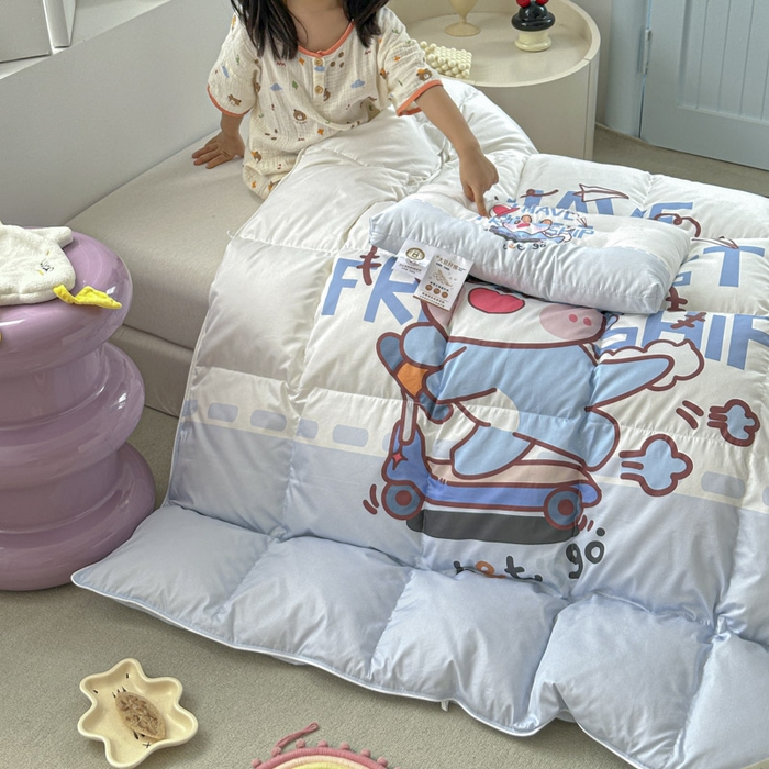 91家纺网 家纺一手货源 找家纺 暖羽屋羽绒馆 2025新款95绒子鸭绒被 羽绒被芯儿童学生羽绒被婴幼儿园冬被子 滑板恐龙