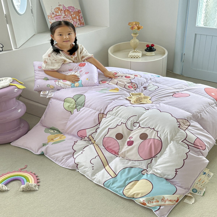 91家纺网 家纺一手货源 找家纺 暖羽屋羽绒馆 2025新款95绒子鸭绒被 羽绒被芯儿童学生羽绒被婴幼儿园冬被子 开心快乐