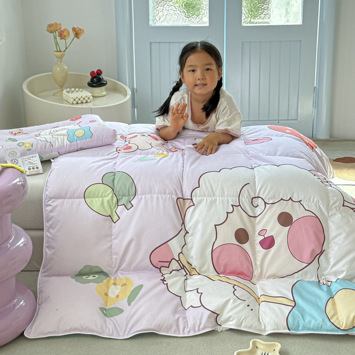 91家纺网 家纺一手货源 找家纺 暖羽屋羽绒馆 2025新款95绒子鸭绒被 羽绒被芯儿童学生羽绒被婴幼儿园冬被子 开心快乐