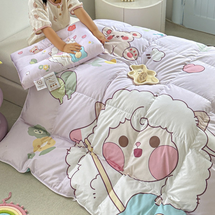 91家纺网 家纺一手货源 找家纺 暖羽屋羽绒馆 2025新款95绒子鸭绒被 羽绒被芯儿童学生羽绒被婴幼儿园冬被子 开心快乐