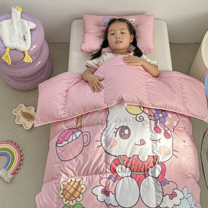 91家纺网 家纺一手货源 找家纺 暖羽屋羽绒馆 2025新款95绒子鸭绒被 羽绒被芯儿童学生羽绒被婴幼儿园冬被子 美食猫咪