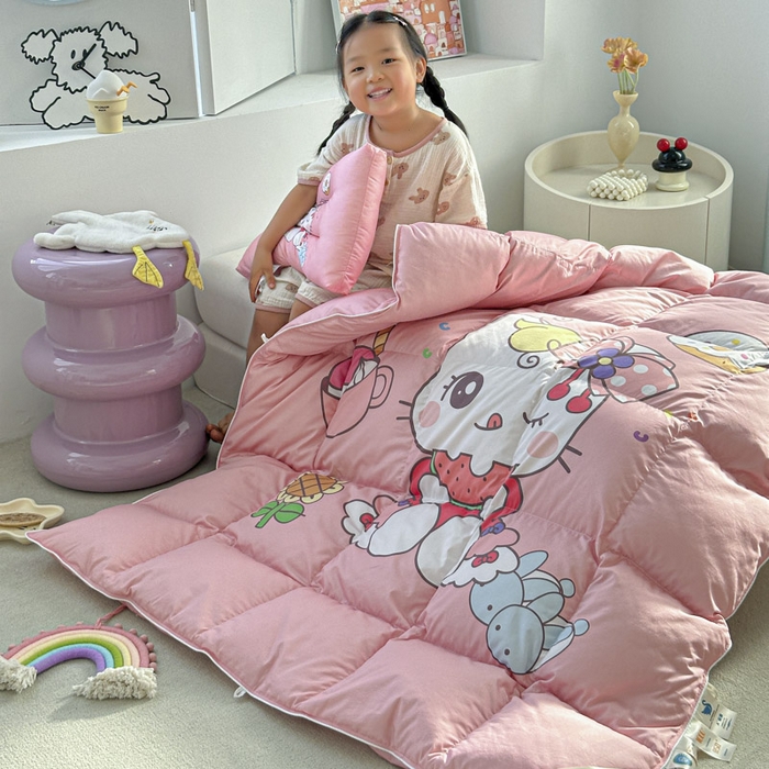 91家纺网 家纺一手货源 找家纺 暖羽屋羽绒馆 2025新款95绒子鸭绒被 羽绒被芯儿童学生羽绒被婴幼儿园冬被子 美食猫咪