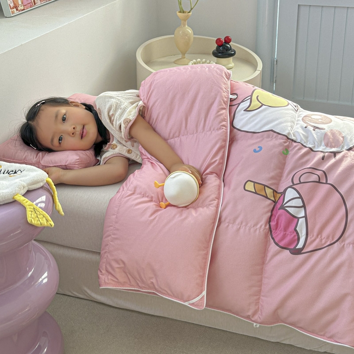 91家纺网 家纺一手货源 找家纺 暖羽屋羽绒馆 2025新款95绒子鸭绒被 羽绒被芯儿童学生羽绒被婴幼儿园冬被子 美食猫咪