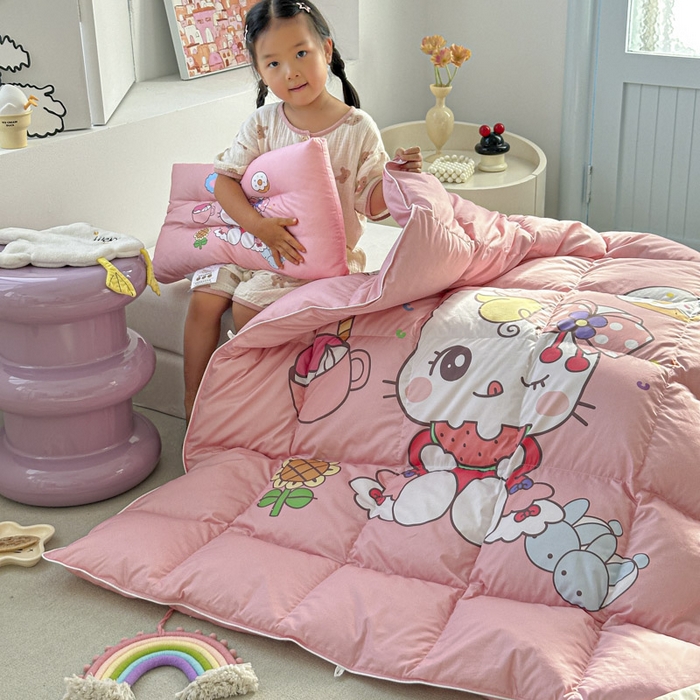 91家纺网 家纺一手货源 找家纺 暖羽屋羽绒馆 2025新款95绒子鸭绒被 羽绒被芯儿童学生羽绒被婴幼儿园冬被子 美食猫咪