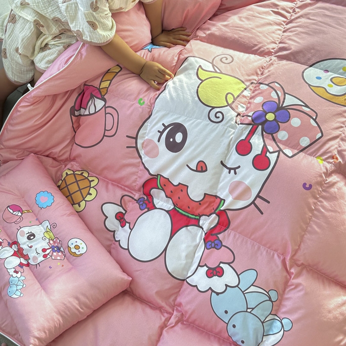 91家纺网 家纺一手货源 找家纺 暖羽屋羽绒馆 2025新款95绒子鸭绒被 羽绒被芯儿童学生羽绒被婴幼儿园冬被子 美食猫咪