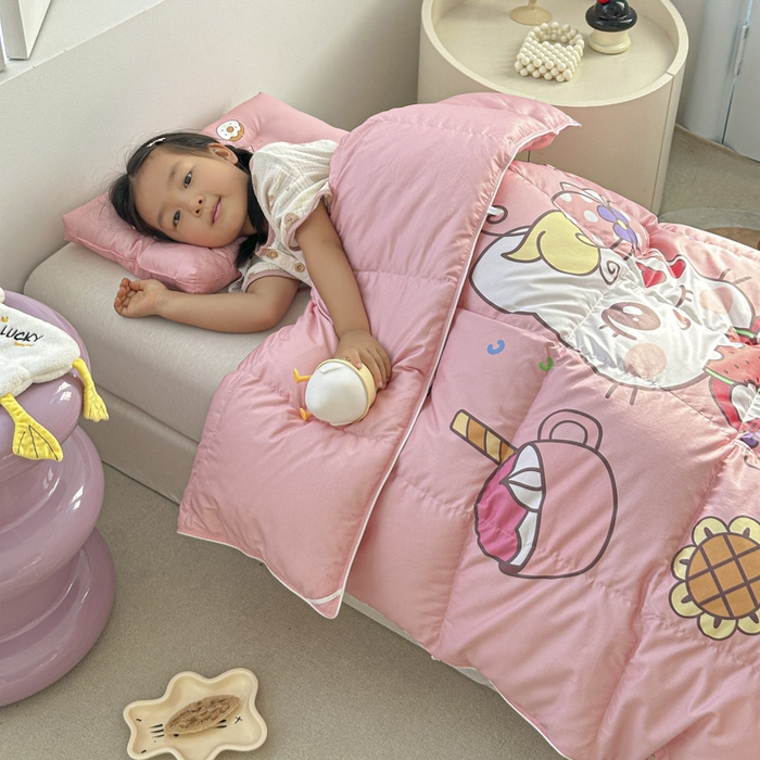 91家纺网 家纺一手货源 找家纺 暖羽屋羽绒馆 2025新款95绒子鸭绒被 羽绒被芯儿童学生羽绒被婴幼儿园冬被子 美食猫咪