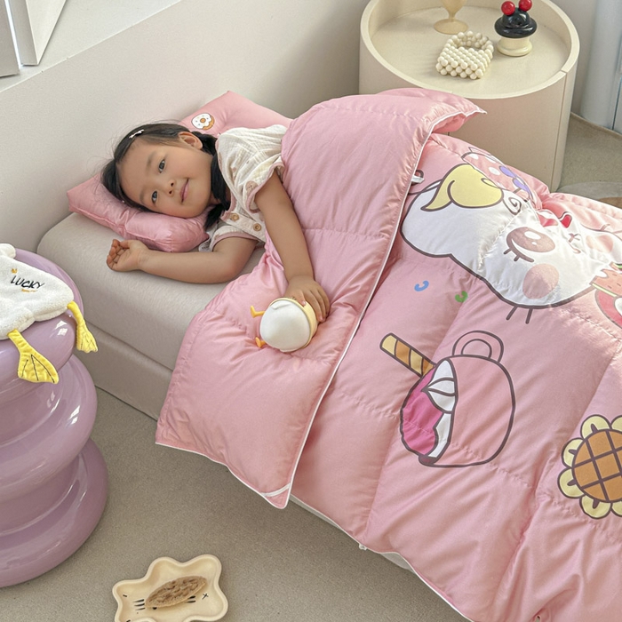 91家纺网 家纺一手货源 找家纺 暖羽屋羽绒馆 2025新款95绒子鸭绒被 羽绒被芯儿童学生羽绒被婴幼儿园冬被子 美食猫咪