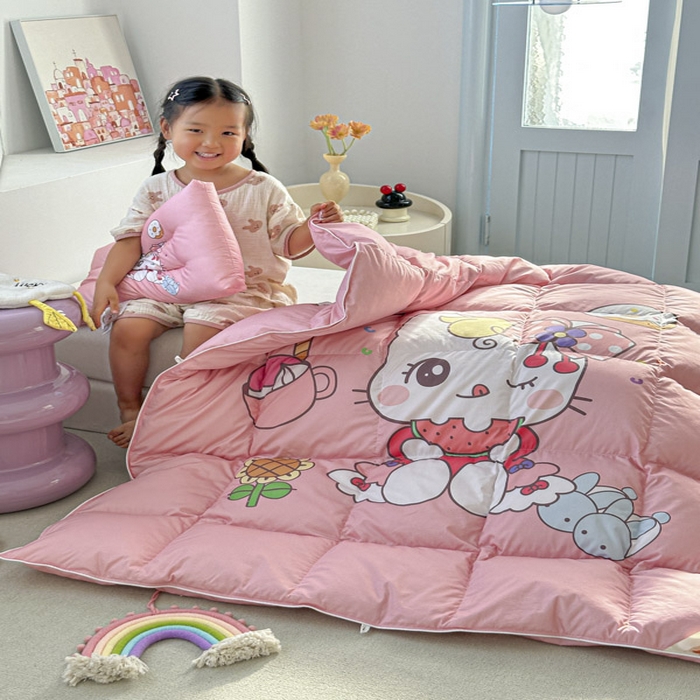 91家纺网 家纺一手货源 找家纺 暖羽屋羽绒馆 2025新款95绒子鸭绒被 羽绒被芯儿童学生羽绒被婴幼儿园冬被子 美食猫咪