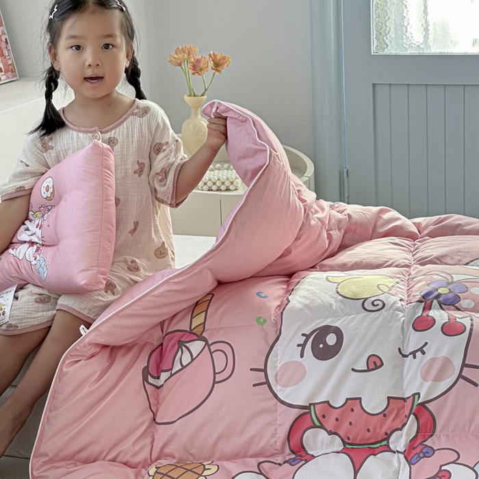 91家纺网 家纺一手货源 找家纺 暖羽屋羽绒馆 2025新款95绒子鸭绒被 羽绒被芯儿童学生羽绒被婴幼儿园冬被子 美食猫咪