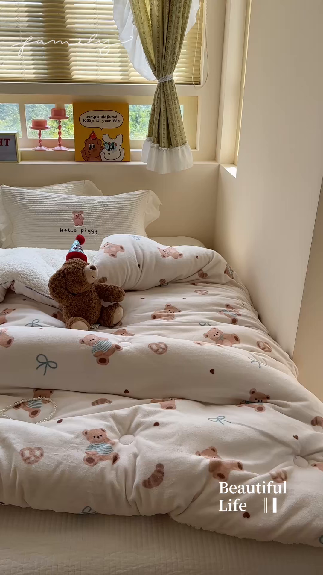 91家纺网 家纺一手货源 找家纺 寐居家纺 2025新款牛奶绒+羊羔绒被子被芯 抱抱熊