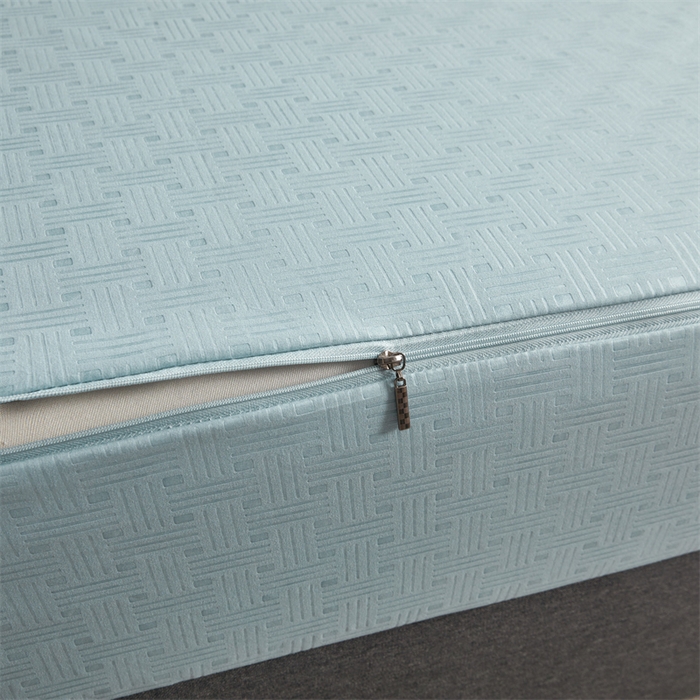 91家纺网 家纺一手货源 找家纺 糯米猪家纺 2025春夏新款亲肤棉六面全包防水压花床笠单件单床笠 水雾蓝