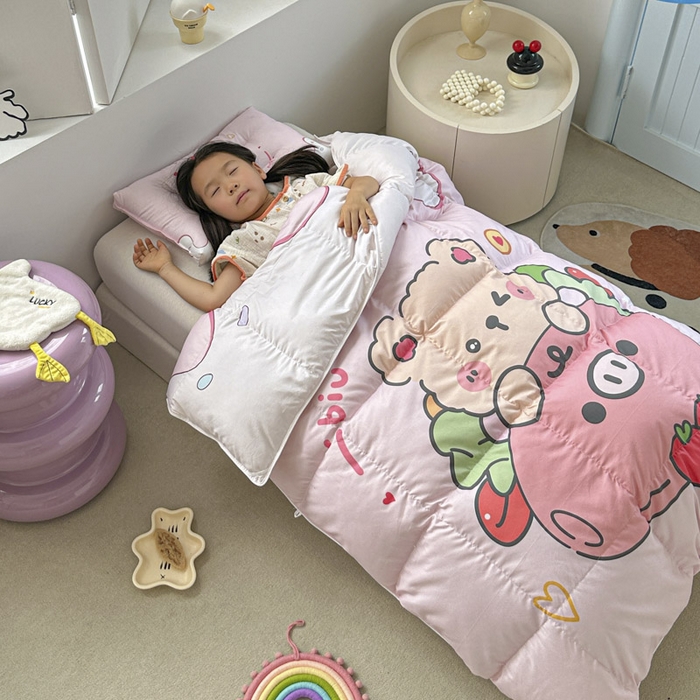 91家纺网 家纺一手货源 找家纺 暖羽屋羽绒馆 2025新款95绒子鸭绒被 羽绒被芯儿童学生羽绒被婴幼儿园冬被子 猪猪熊