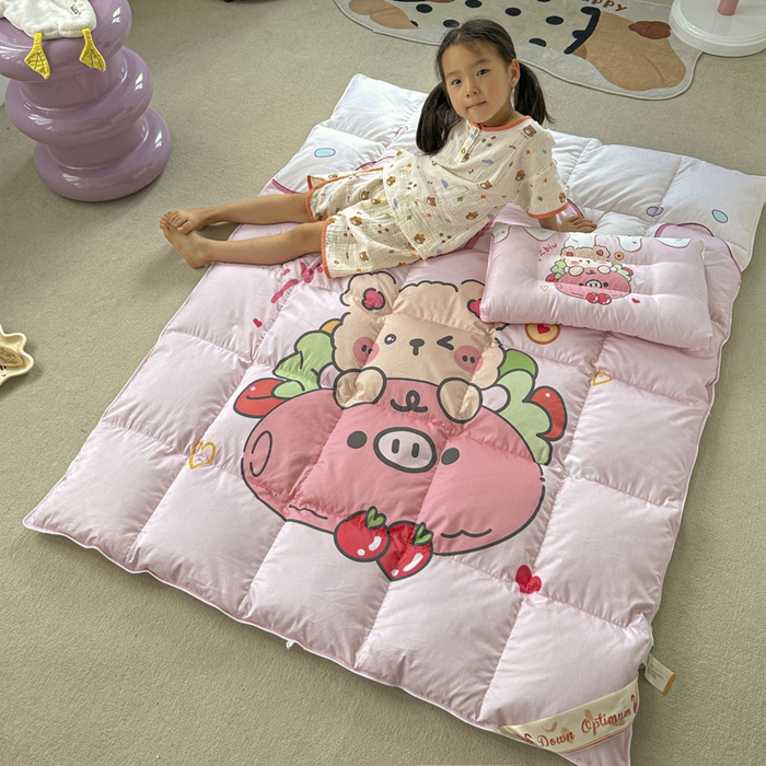 91家纺网 家纺一手货源 找家纺 暖羽屋羽绒馆 2025新款95绒子鸭绒被 羽绒被芯儿童学生羽绒被婴幼儿园冬被子 猪猪熊