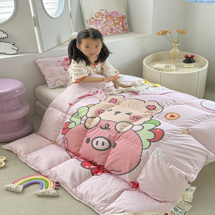 91家纺网 家纺一手货源 找家纺 暖羽屋羽绒馆 2025新款95绒子鸭绒被 羽绒被芯儿童学生羽绒被婴幼儿园冬被子 猪猪熊