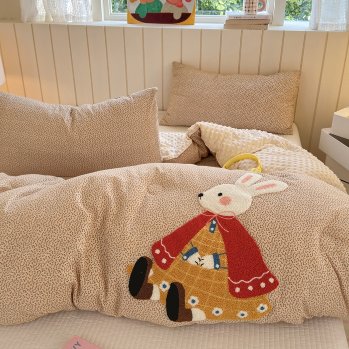 91家纺网 家纺一手货源 找家纺 寐居家纺 2025新款全棉水洗棉豆豆绒被芯被子 幸运小兔