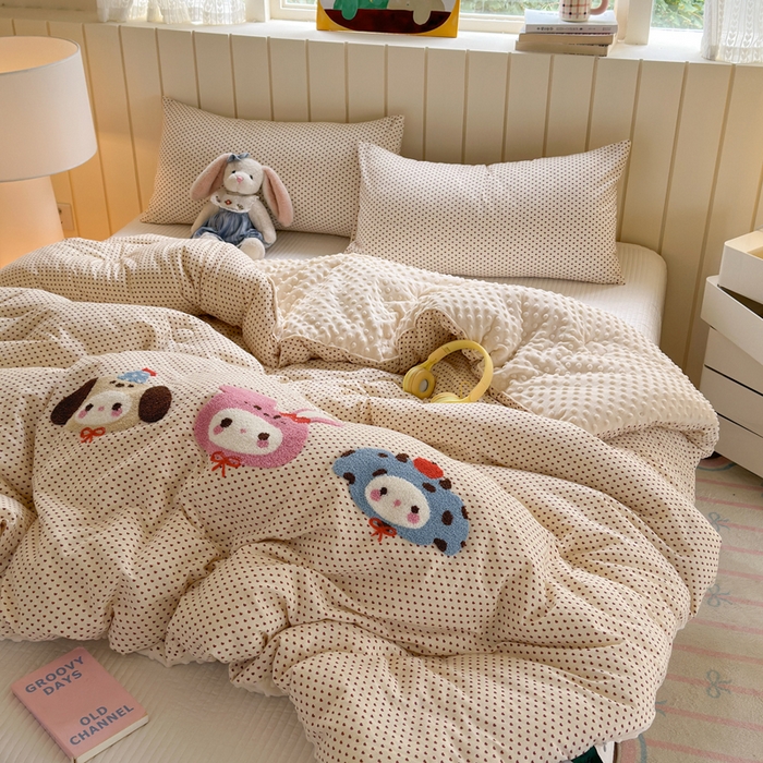91家纺网 家纺一手货源 找家纺 寐居家纺 2025新款全棉水洗棉豆豆绒被芯被子 宠物聚会