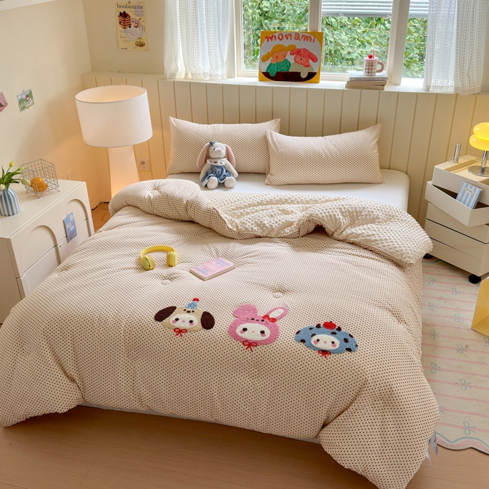 91家纺网 家纺一手货源 找家纺 寐居家纺 2025新款全棉水洗棉豆豆绒被芯被子 宠物聚会