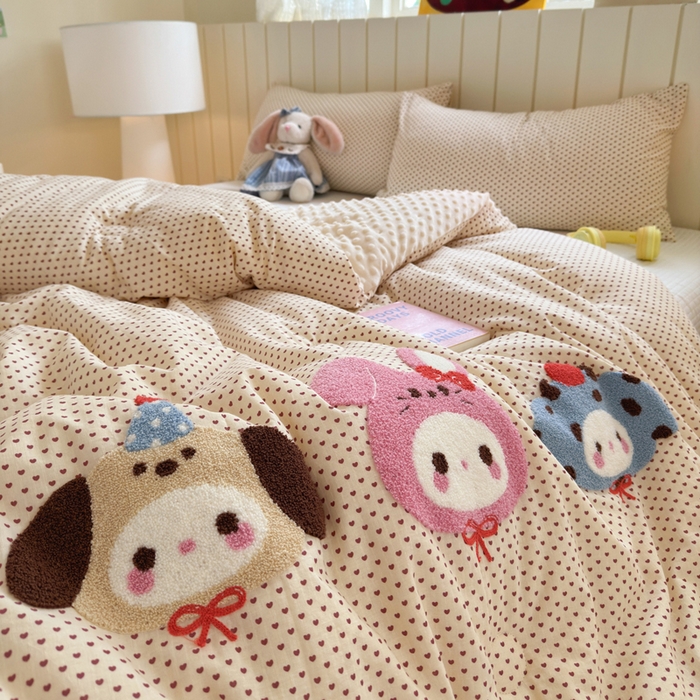 91家纺网 家纺一手货源 找家纺 寐居家纺 2025新款全棉水洗棉豆豆绒被芯被子 宠物聚会