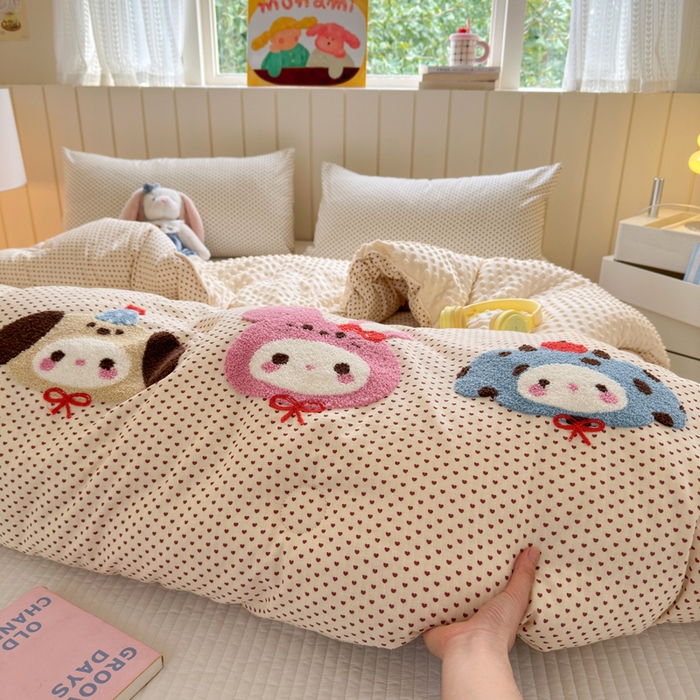 91家纺网 家纺一手货源 找家纺 寐居家纺 2025新款全棉水洗棉豆豆绒被芯被子 宠物聚会