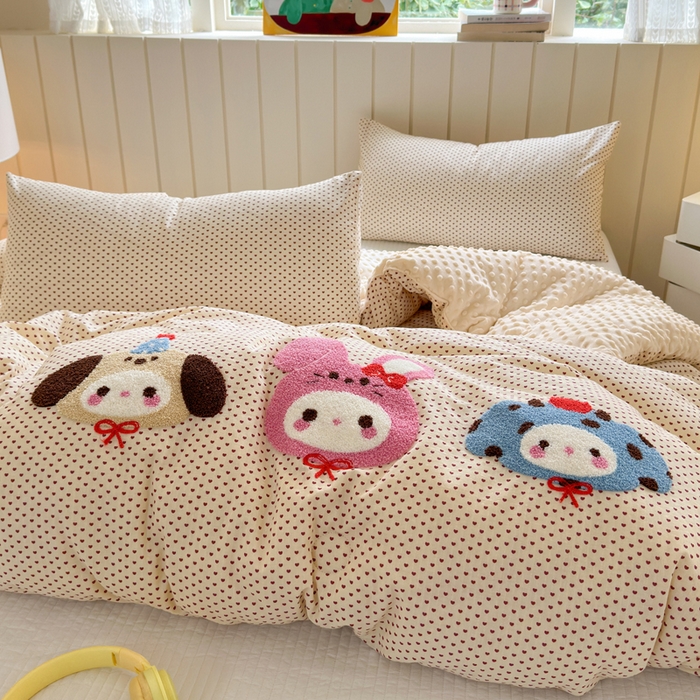 91家纺网 家纺一手货源 找家纺 寐居家纺 2025新款全棉水洗棉豆豆绒被芯被子 宠物聚会