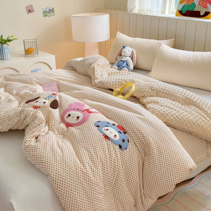 91家纺网 家纺一手货源 找家纺 寐居家纺 2025新款全棉水洗棉豆豆绒被芯被子 宠物聚会