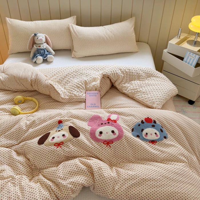 91家纺网 家纺一手货源 找家纺 寐居家纺 2025新款全棉水洗棉豆豆绒被芯被子 宠物聚会