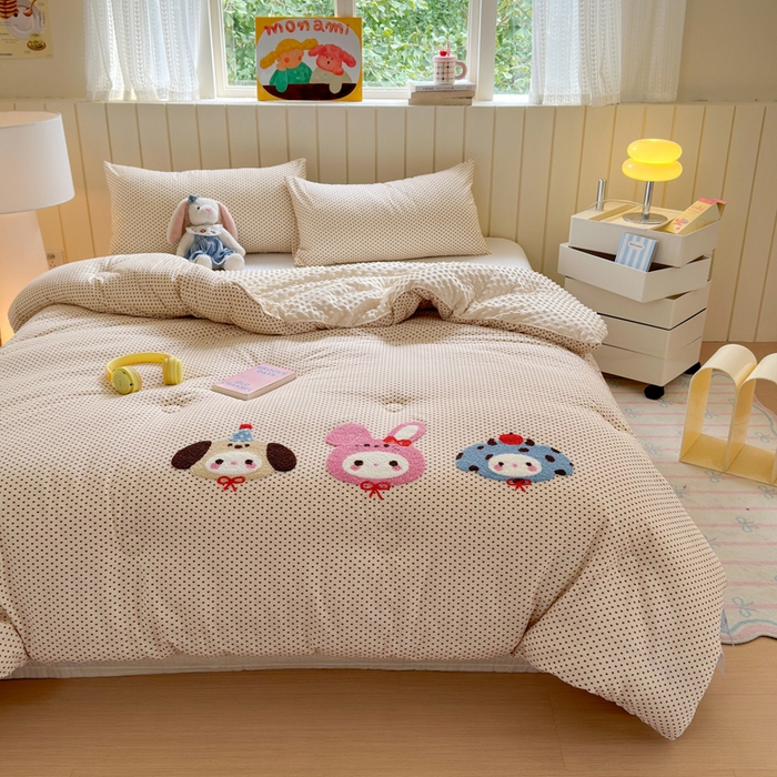 91家纺网 家纺一手货源 找家纺 寐居家纺 2025新款全棉水洗棉豆豆绒被芯被子 宠物聚会