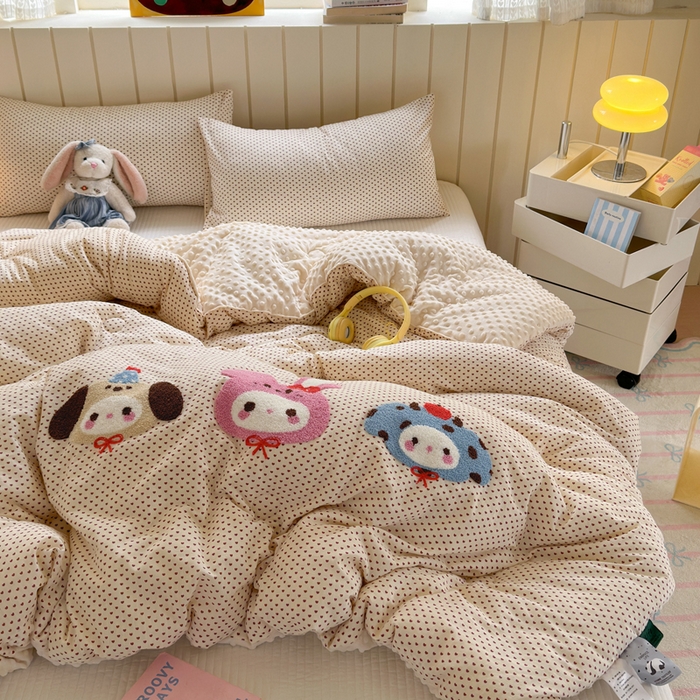 91家纺网 家纺一手货源 找家纺 寐居家纺 2025新款全棉水洗棉豆豆绒被芯被子 宠物聚会
