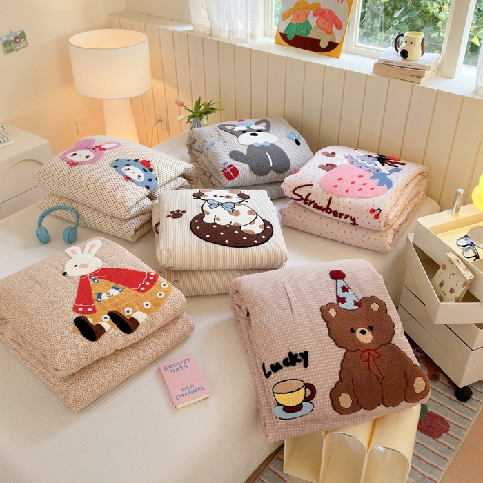 寐居家纺 2025新款全棉水洗棉豆豆绒被芯被子 组合图仅供展示不可下单