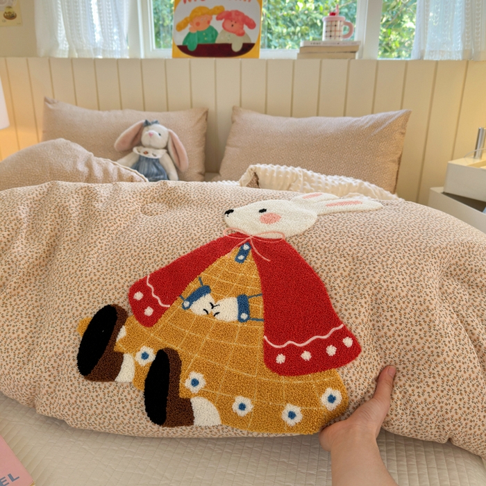 91家纺网 家纺一手货源 找家纺 寐居家纺 2025新款全棉水洗棉豆豆绒被芯被子 幸运小兔