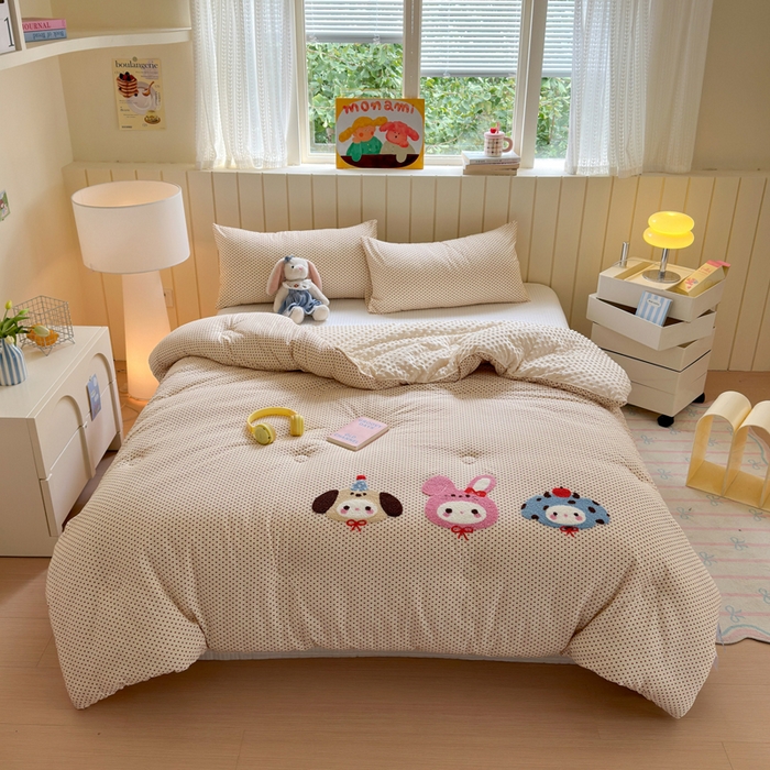 91家纺网 家纺一手货源 找家纺 寐居家纺 2025新款全棉水洗棉豆豆绒被芯被子 宠物聚会