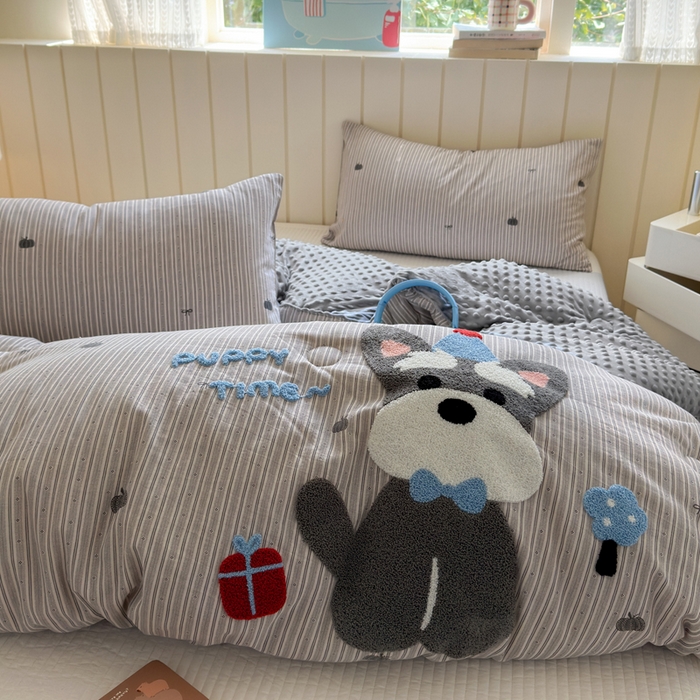 91家纺网 家纺一手货源 找家纺 寐居家纺 2025新款全棉水洗棉豆豆绒被芯被子 生日狗狗