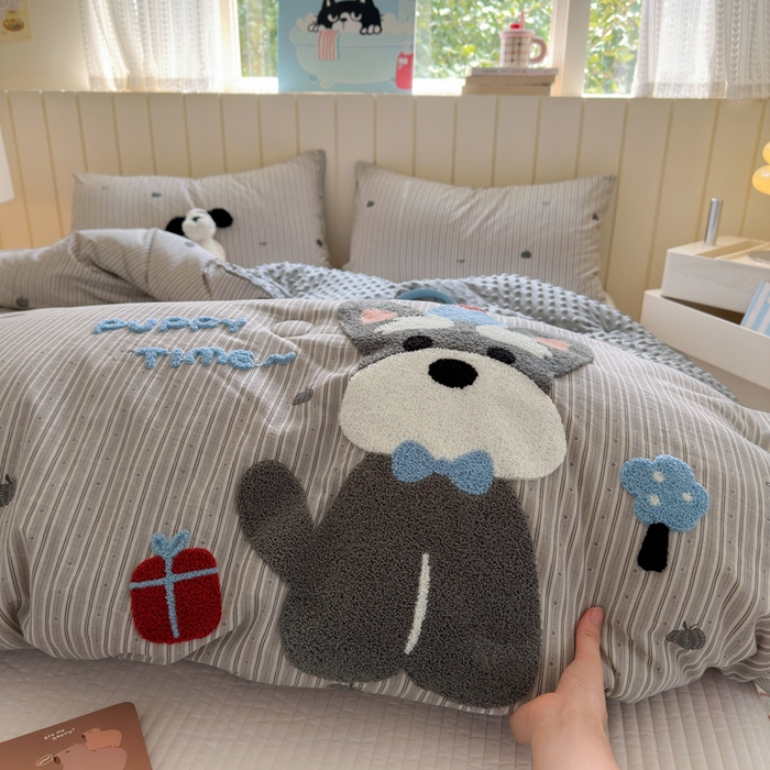 91家纺网 家纺一手货源 找家纺 寐居家纺 2025新款全棉水洗棉豆豆绒被芯被子 生日狗狗