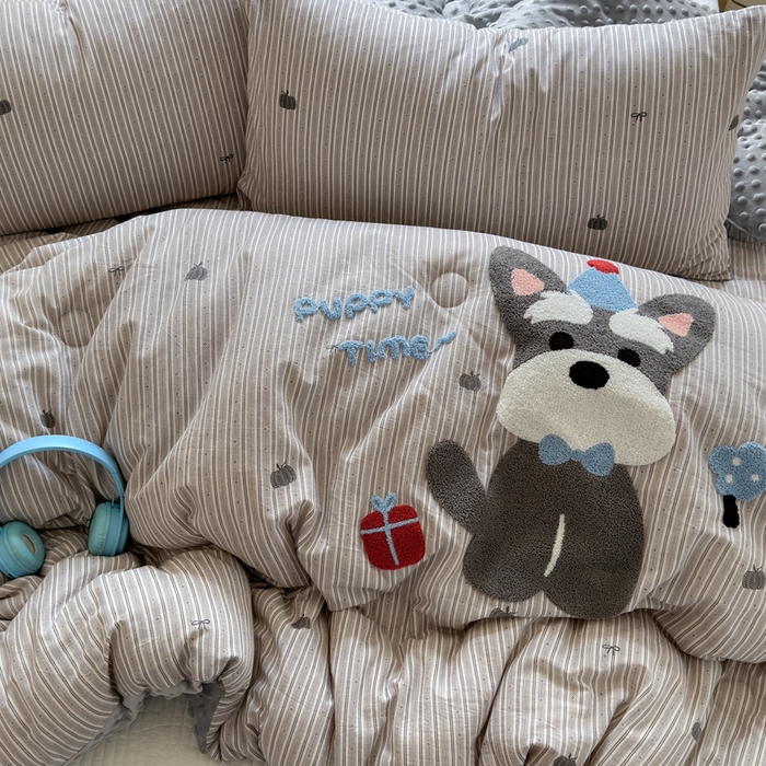 91家纺网 家纺一手货源 找家纺 寐居家纺 2025新款全棉水洗棉豆豆绒被芯被子 生日狗狗