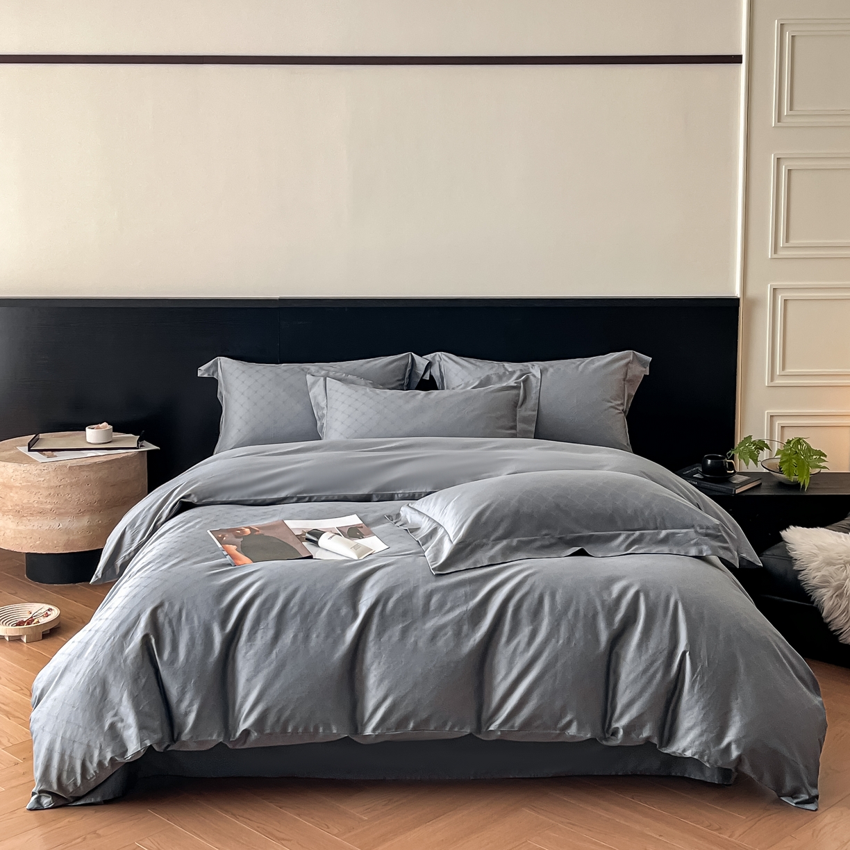 91家纺网 家纺一手货源 找家纺 群鹿家访 25年新款长绒棉简约款四件套 布拉格