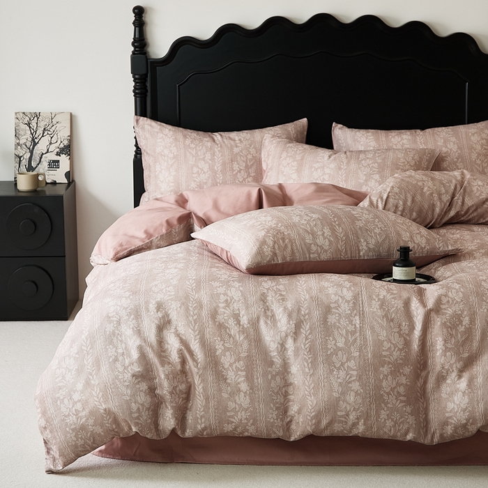 91家纺网 家纺一手货源 找家纺 （总）禾时 2025新款全棉纯棉双层纱印花四件套-暗合